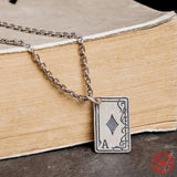 925 Silver Rectangle A Pendant Necklace Gothic Street Hip Hop Punk