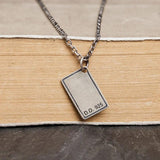 925 Silver Rectangle A Pendant Necklace Gothic Street Hip Hop Punk