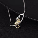 Vintage Silver Cat Pendant Necklace for Women