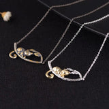 Vintage Silver Cat Pendant Necklace for Women