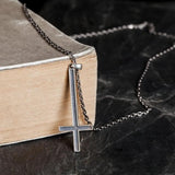 925 Sterling Silver Inverted Cross Pendant Necklace Gothic Style Pray Jewelry