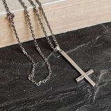 925 Sterling Silver Inverted Cross Pendant Necklace Gothic Style Pray Jewelry