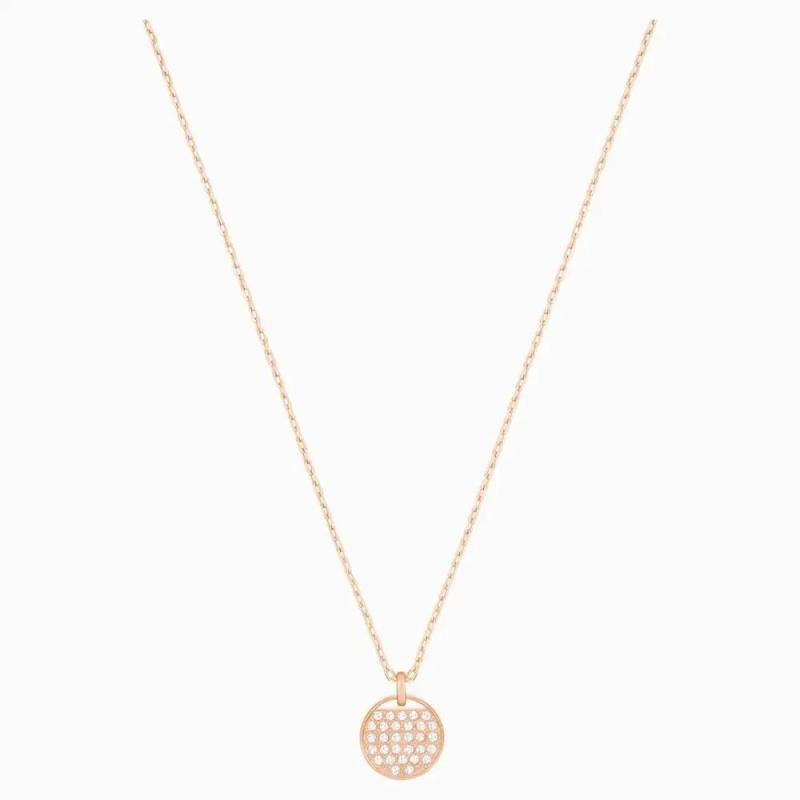 Ginger Pendant Round Shape Pave Sparkling Racket Rose Chain Necklace