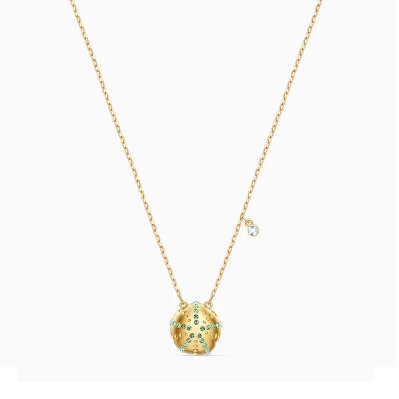 Glitter Sea Urchin Charm Classic Crystal Chain Necklace