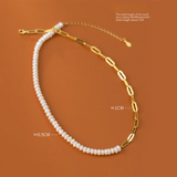 Baroque Pearl Clavicle Chain Necklace - 925 Silver