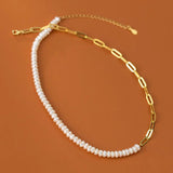 Baroque Pearl Clavicle Chain Necklace - 925 Silver