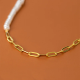 Baroque Pearl Clavicle Chain Necklace - 925 Silver