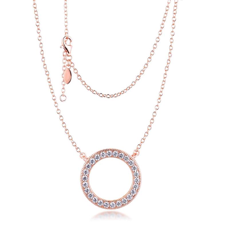 Sparkling CZ Necklace 925 Silver Chain Pendant for Women