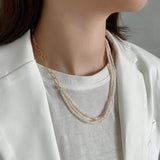 925 Sterling Silver Layered Freshwater Pearl Pendant Necklace