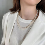 925 Sterling Silver Layered Freshwater Pearl Pendant Necklace