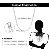 925 Silver Paperclip Link Chain Necklace Hammered Design