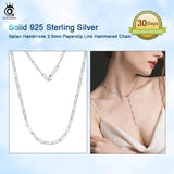 925 Silver Paperclip Link Chain Necklace Hammered Design