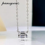 Solid Silver 925 Emerald Cut Moissanite Diamond Pendent Necklace