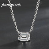 Solid Silver 925 Emerald Cut Moissanite Diamond Pendent Necklace