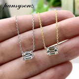 Solid Silver 925 Emerald Cut Moissanite Diamond Pendent Necklace