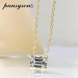 Solid Silver 925 Emerald Cut Moissanite Diamond Pendent Necklace