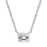 Solid Silver 925 Emerald Cut Moissanite Diamond Pendent Necklace