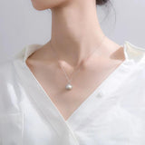 925 Silver Pearl Shell Necklace Pendant Women Lady Jewelry