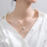 925 Silver Pearl Shell Necklace Pendant Women Lady Jewelry