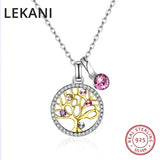 Austrian Multicolor Crystal Tree Pendant Necklace, Real S925 Silver Collar