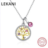 Austrian Multicolor Crystal Tree Pendant Necklace, Real S925 Silver Collar
