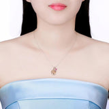 Austrian Multicolor Crystal Tree Pendant Necklace, Real S925 Silver Collar