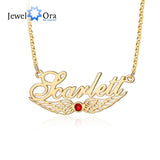 925 Silver Angel Wings Name Necklace Personalized Nameplate Pendant Birthstone