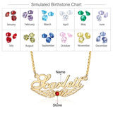 925 Silver Angel Wings Name Necklace Personalized Nameplate Pendant Birthstone
