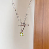 925 Silver O T Buckle Pendant Necklace Square Zircon Jewelry