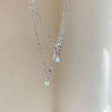 925 Silver O T Buckle Pendant Necklace Square Zircon Jewelry