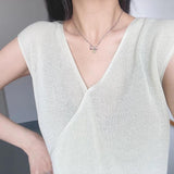 925 Silver O T Buckle Pendant Necklace Square Zircon Jewelry