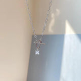 925 Silver O T Buckle Pendant Necklace Square Zircon Jewelry