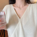 925 Silver O T Buckle Pendant Necklace Square Zircon Jewelry