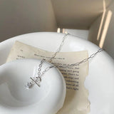 925 Silver O T Buckle Pendant Necklace Square Zircon Jewelry