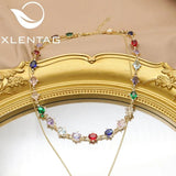 Colorful Zircon & Pearl Long Necklace