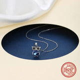 925 Silver Owl Pendant Necklace with Crystal for Women