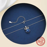 925 Silver Owl Pendant Necklace with Crystal for Women