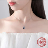 925 Silver Owl Pendant Necklace with Crystal for Women