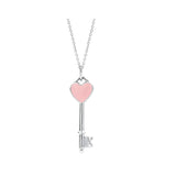Cyan T Series Pink Cyan Heart Key Pendant 925 Silver Necklace Women