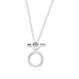 Double Hoop T-bar Necklace 925 Sterling Silver Clear CZ Pendant