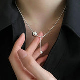 925 Silver Women's Necklace Double Bead Fine Jewelry