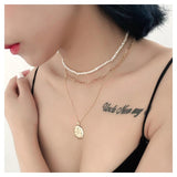 925 Silver Short Chocker Necklace w/ Baroque Pearl