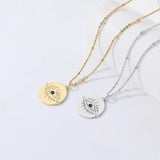 925 Silver Vintage Coin Necklace with Devil's Eye Party