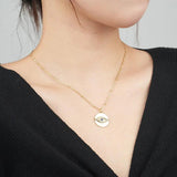 925 Silver Vintage Coin Necklace with Devil's Eye Party