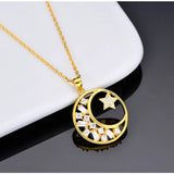 925 Silver High Carbon Diamond Star and Moon Pendant Necklace