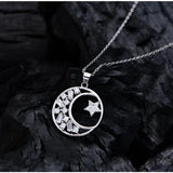 925 Silver High Carbon Diamond Star and Moon Pendant Necklace
