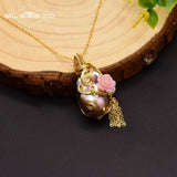 925 Silver Flower Necklace Baroque Pearl Pendant GN0121