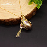 925 Silver Flower Necklace Baroque Pearl Pendant GN0121