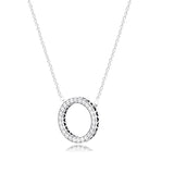 925 Silver Collier Chains Sparkling Hearts Pendant Necklace for Women