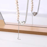 925 Silver Tassel Necklace w/ Pearl Heart Pendant